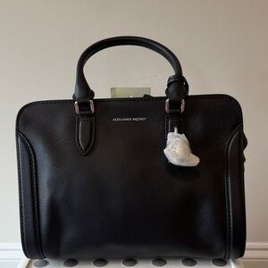 Alexander McQueen Small Padlock Zip Tote-Black Grain Calf Leather (New with Tag)